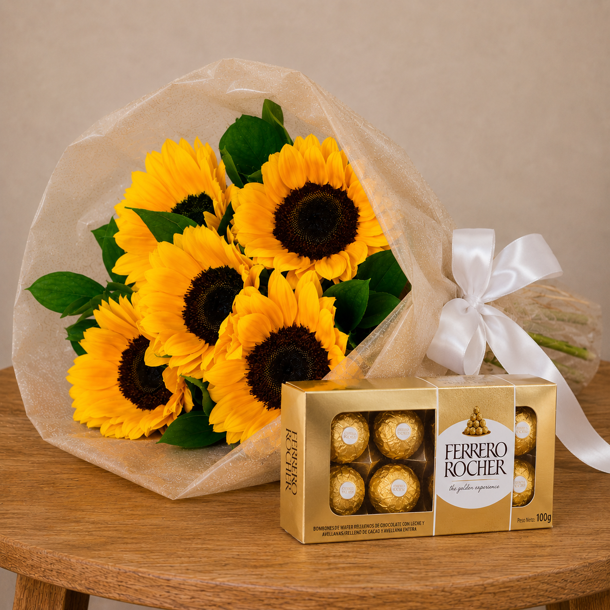 Buqu� de Girassol com Ferrero 